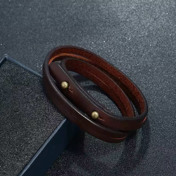 Mans Leather Wrap Bracelet 8” - Picture 2 of 7